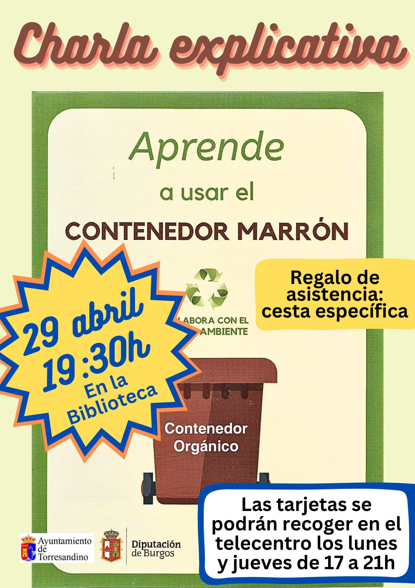 cartel charla contenedor marron