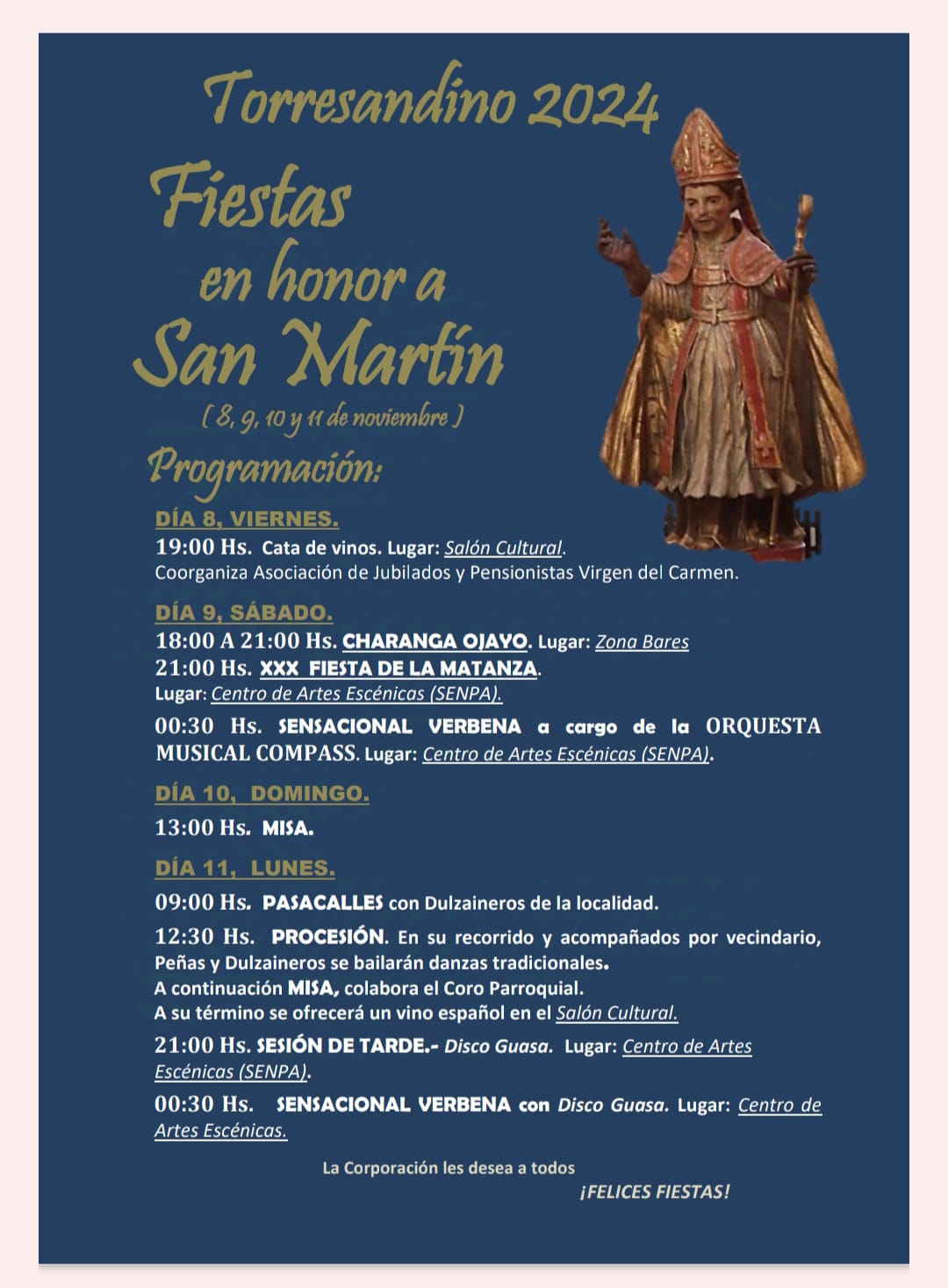 Programación de fiestas en honor a San Martín