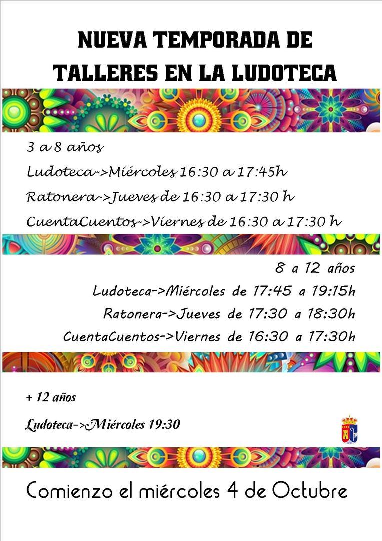 Cartel horarios talleres infantiles invierno